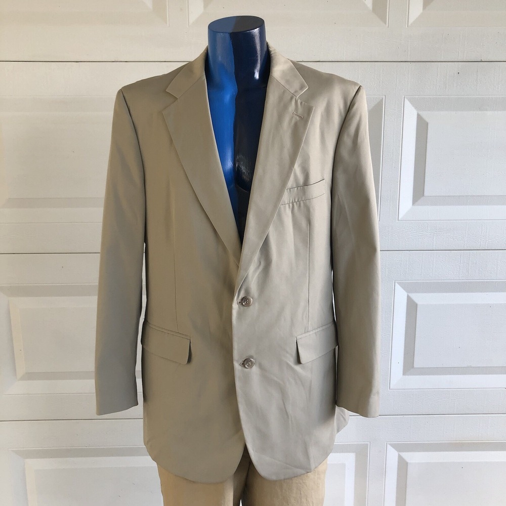 Brooks Brothers Suit Jacket Beige Khaki Sport Coat Blazer 2 Button Lined